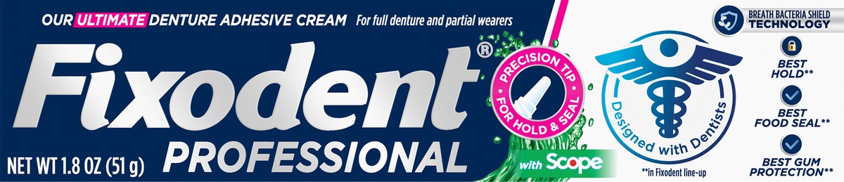 slide 5 of 5, Fixodent Professional Plus Scope Ultimate Denture Adhesive Cream for Full and Partial Dentures, 1.8oz, 1.8 oz