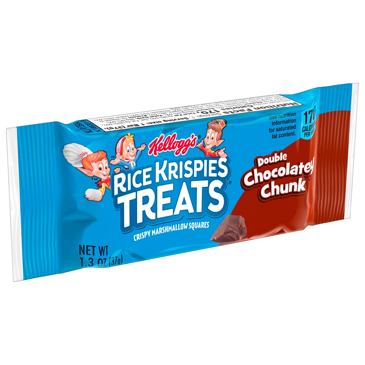 slide 6 of 10, Rice Krispies Treats Marshmallow Snack Bars, Kids Snacks, School Lunch, Double Chocolatey Chunk, 1.3oz Bar, 1 Bar, 1.3 oz