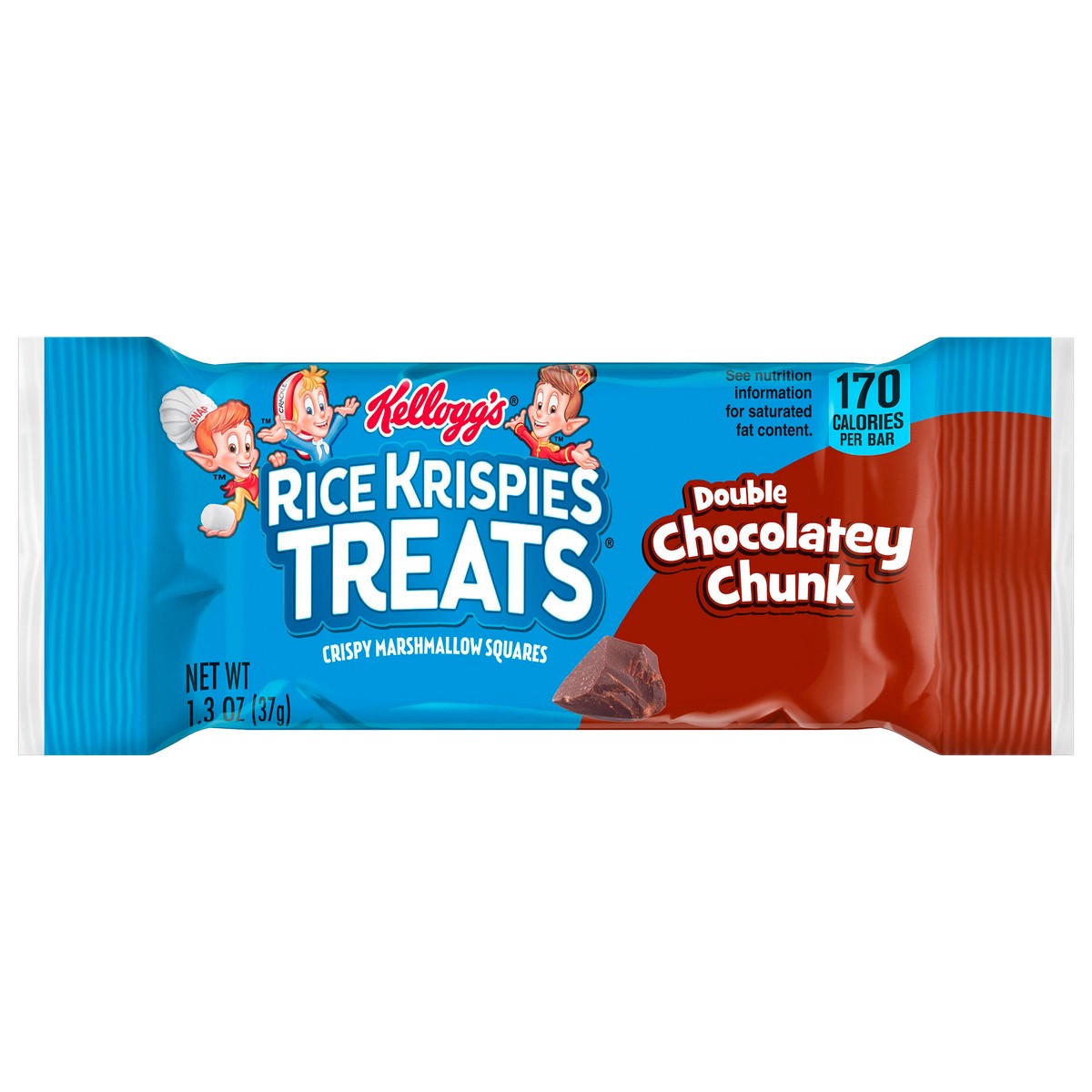 slide 7 of 10, Rice Krispies Treats Marshmallow Snack Bars, Kids Snacks, School Lunch, Double Chocolatey Chunk, 1.3oz Bar, 1 Bar, 1.3 oz