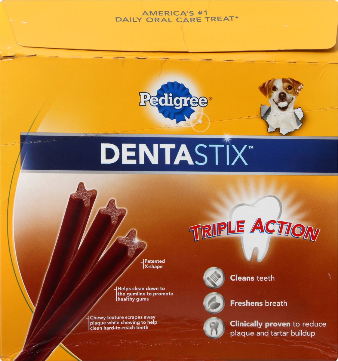 slide 5 of 9, Pedigree DentaStix Large Triple Action Bacon Flavor Treats for Dogs 32 ea, 32 ct