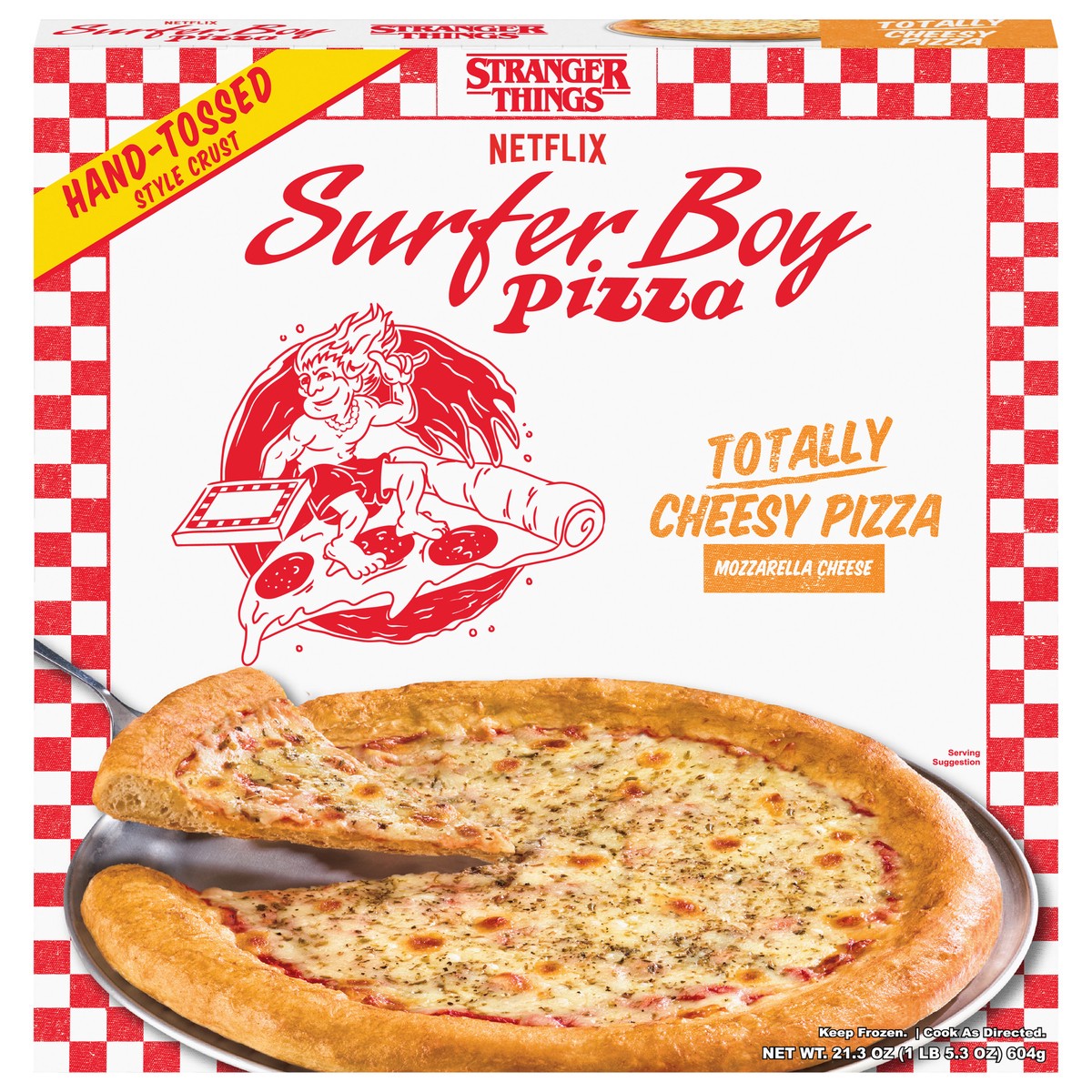 slide 1 of 12, Surfer Boy Pizza Hand-Tossed Style Crust Totally Cheesy Pizza 21.3 oz, 21.3 oz