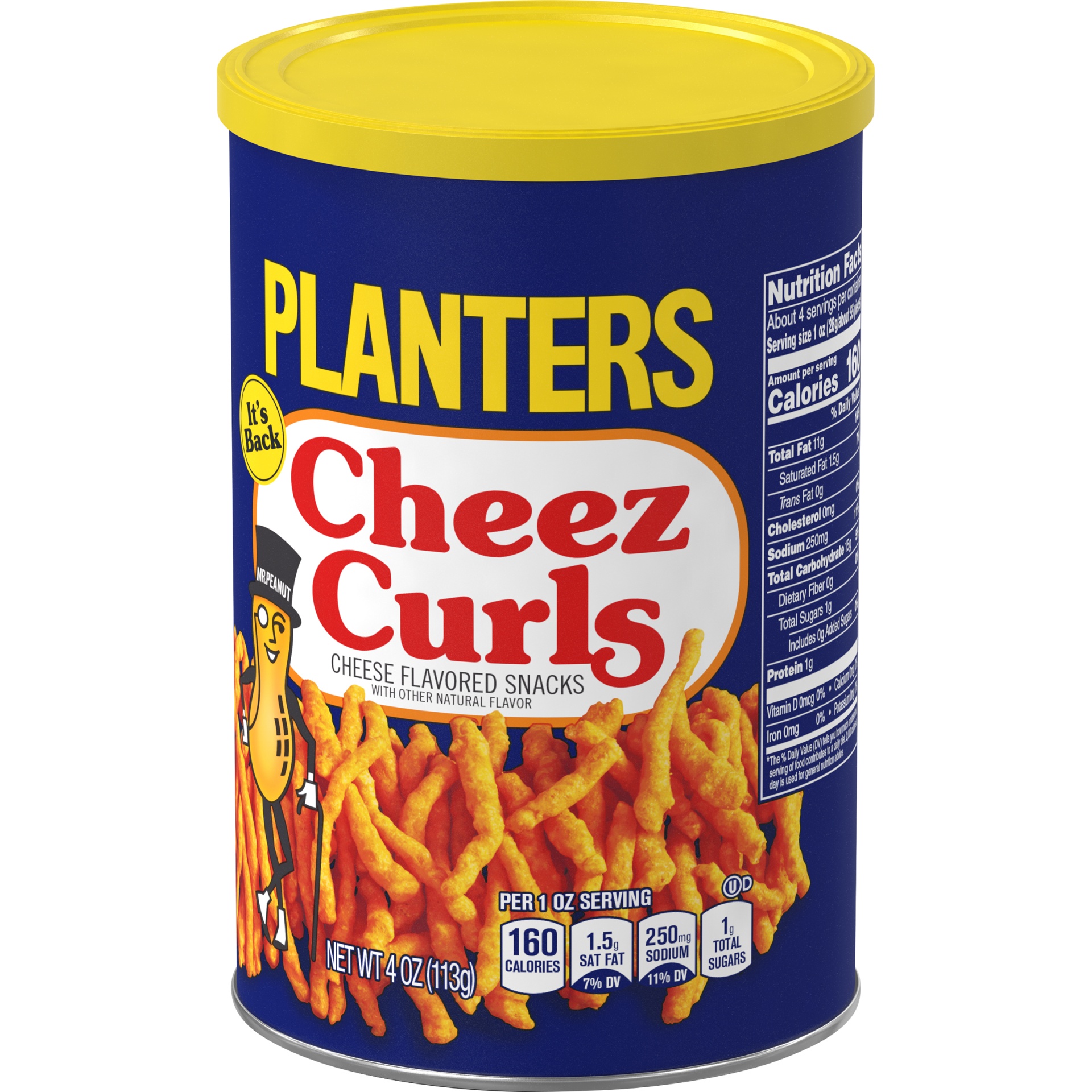 slide 2 of 6, Planters Cheez Curls Cheese Flavored Snacks, 4 oz Canister, 4 oz