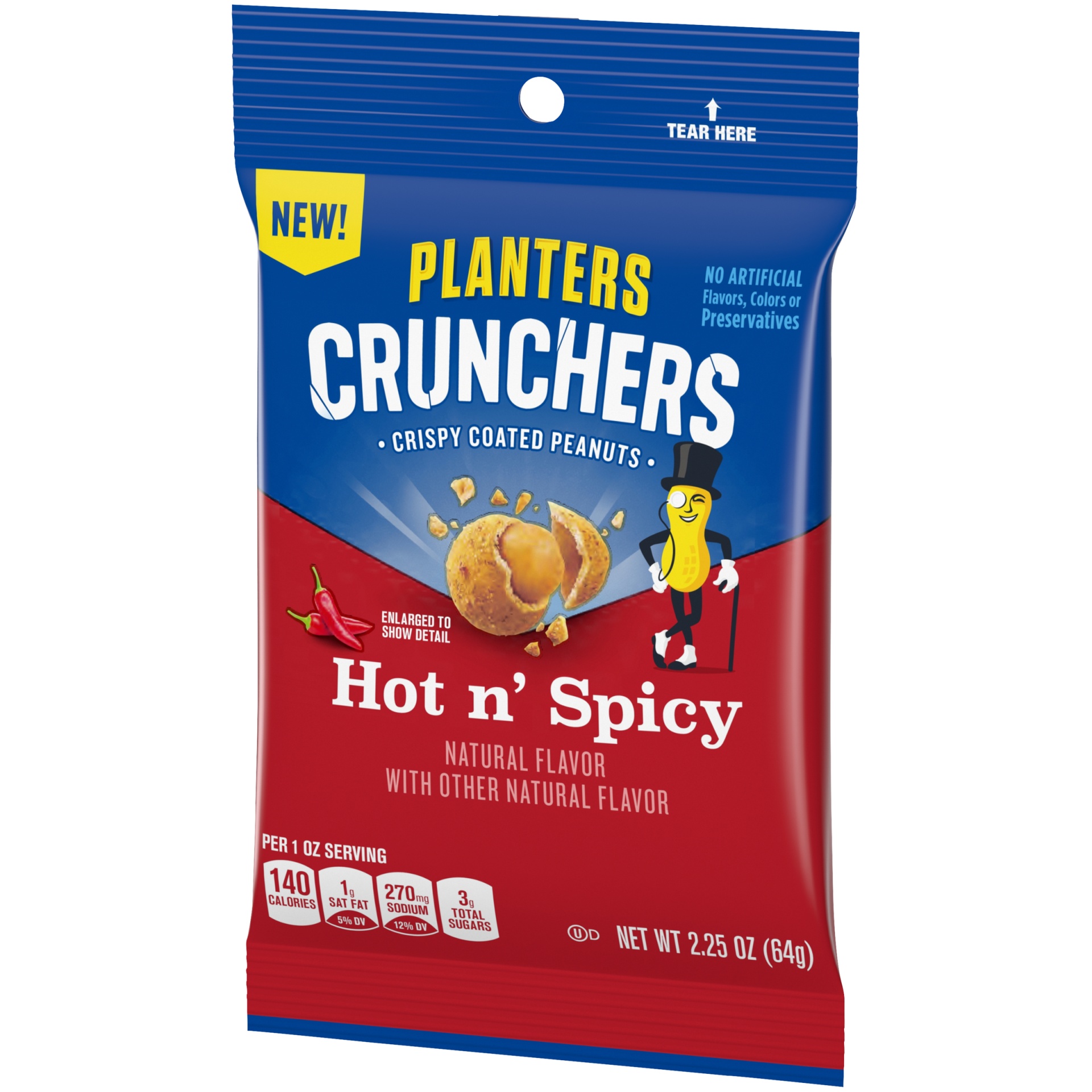 slide 8 of 10, Planters Crunchers Hot N' Spicy Crispy Coated Peanuts, 2.25 oz