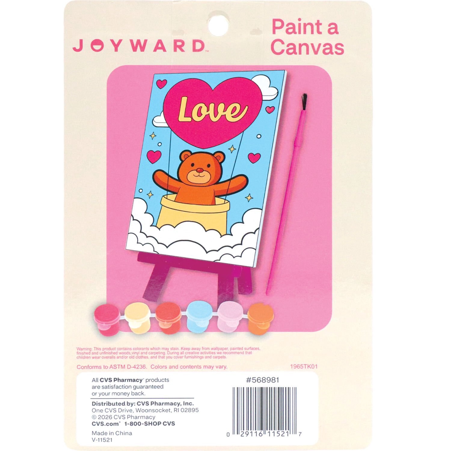 slide 2 of 5, Red & Pink Bear Paint A Canvas Kit, 1 ct