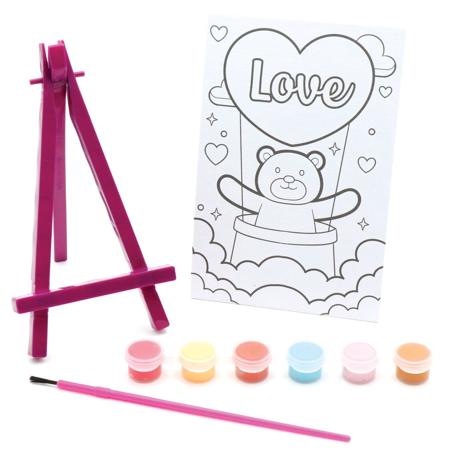 slide 5 of 5, Red & Pink Bear Paint A Canvas Kit, 1 ct