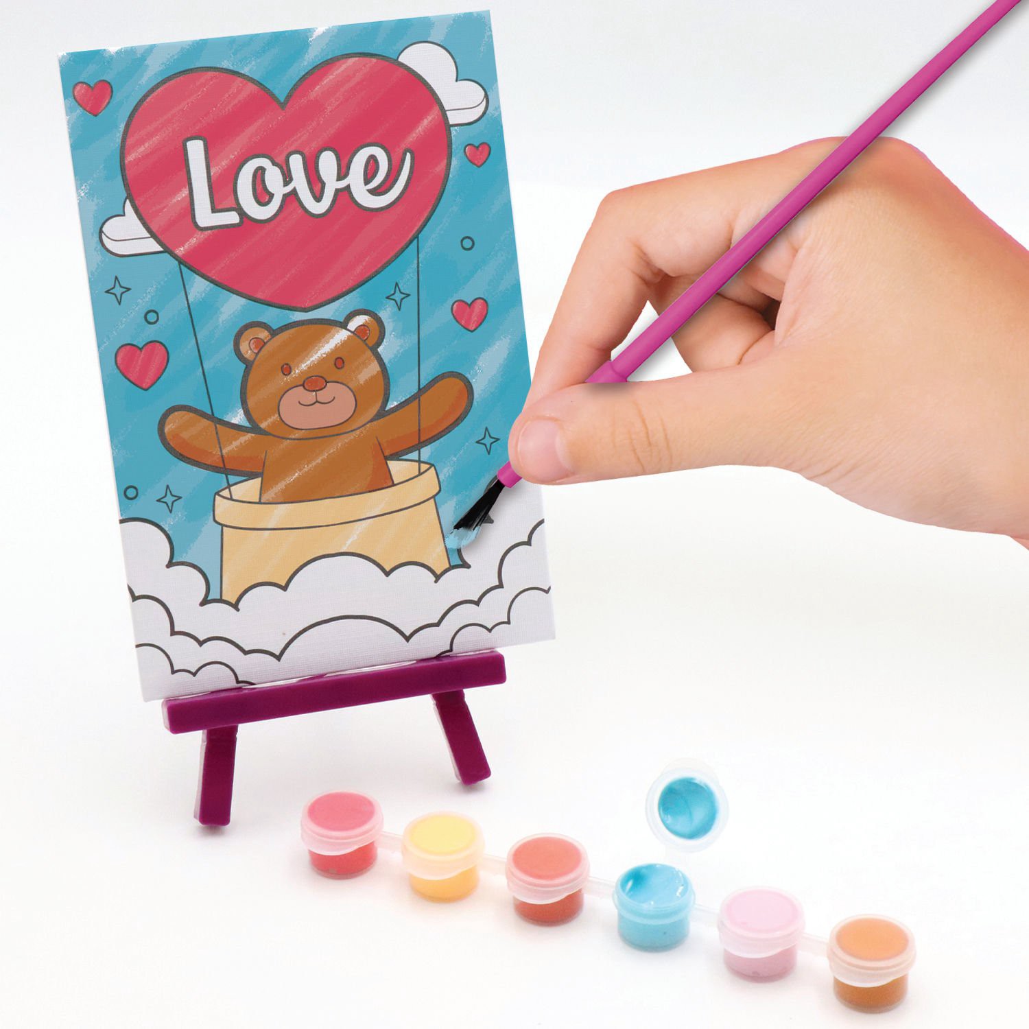 slide 4 of 5, Red & Pink Bear Paint A Canvas Kit, 1 ct