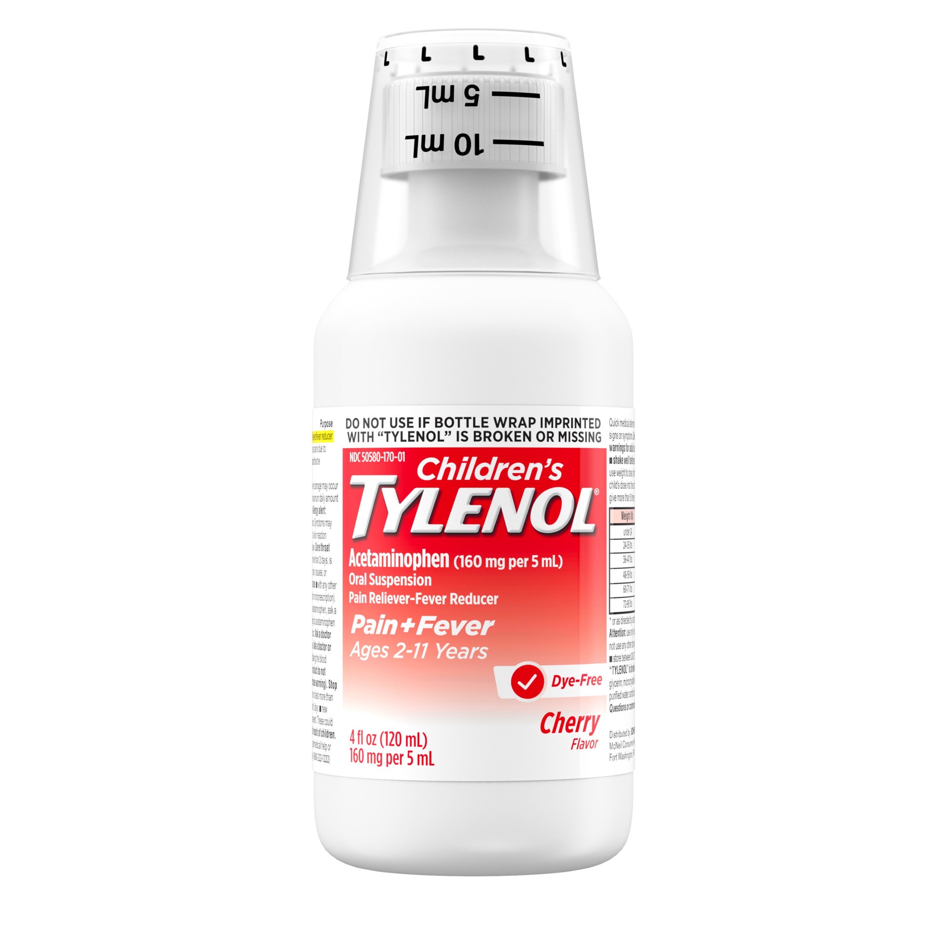 slide 3 of 4, Tylenol Children's Tylenol Dye-Free Pain + Fever Relief Liquid - Acetaminophen - Cherry - 4 fl oz, 4 oz