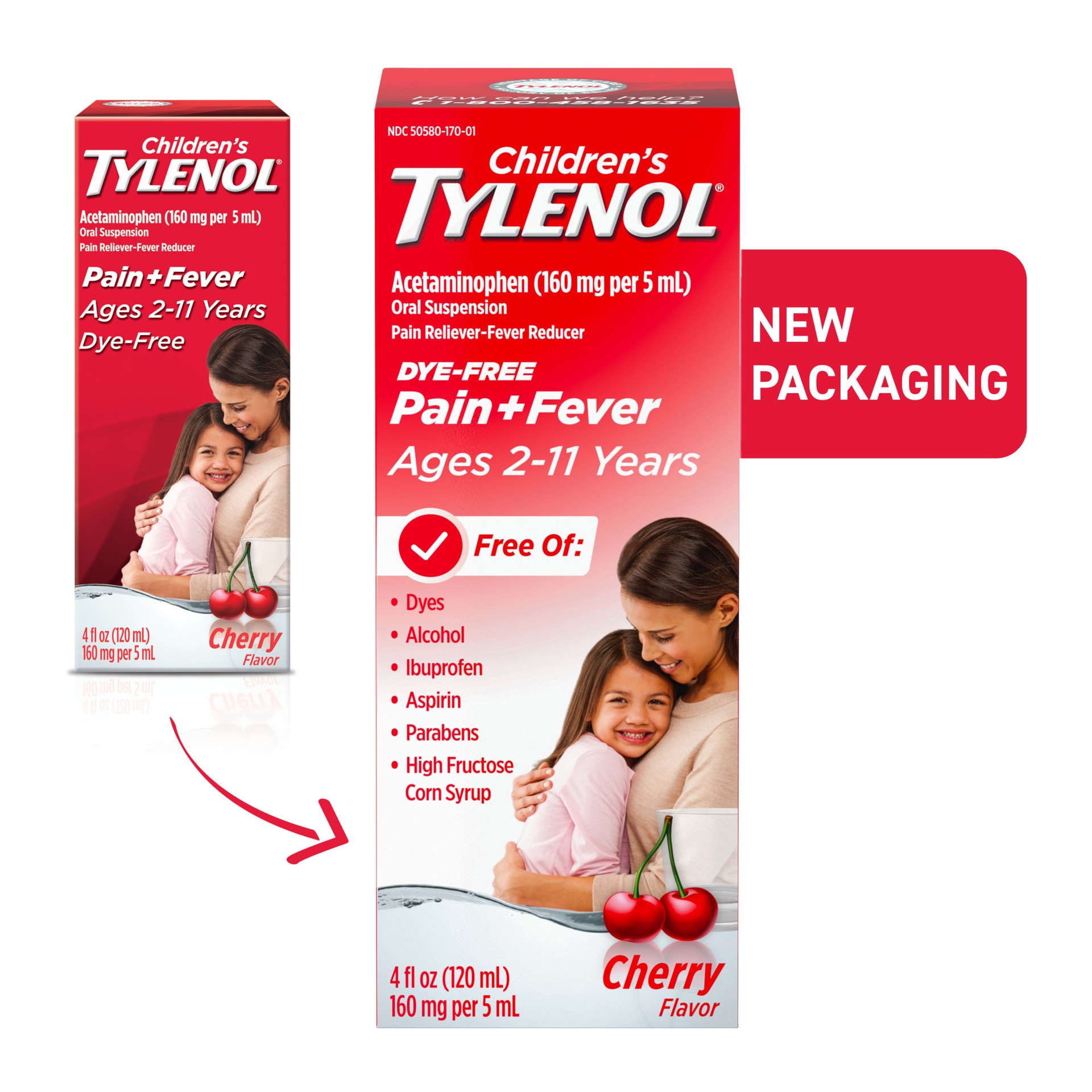 slide 4 of 4, Tylenol Children's Tylenol Dye-Free Pain + Fever Relief Liquid - Acetaminophen - Cherry - 4 fl oz, 4 oz