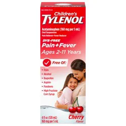 Tylenol Children's Tylenol Oral Suspension, Dye-Free Cherry, 4 Fl. Oz