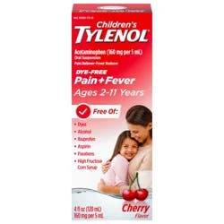 Tylenol Children's Tylenol Oral Suspension, Dye-Free Cherry, 4 Fl. Oz