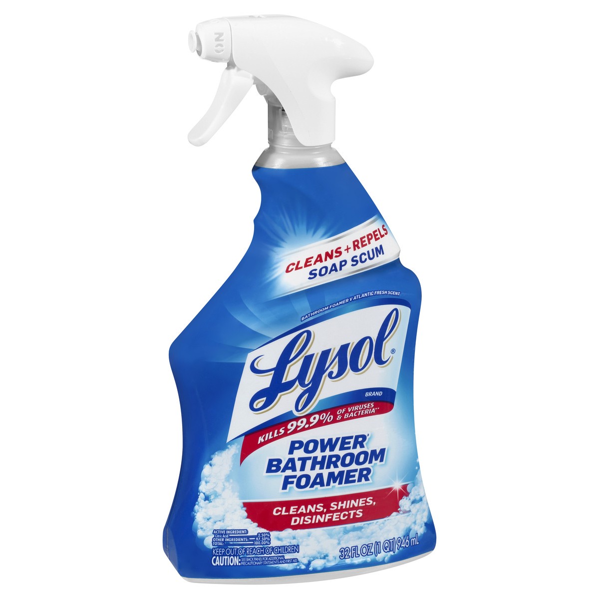 slide 2 of 9, Lysol Power Foaming Cleaning Spray for Bathrooms, Foam Cleaner for Bathrooms, Showers, Tubs, 32oz, 32 oz