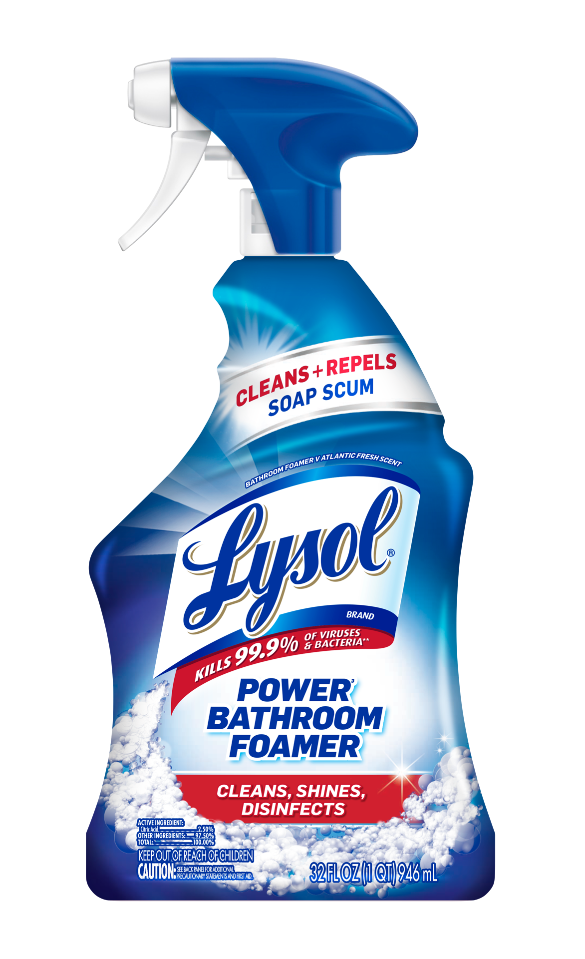 slide 1 of 9, Lysol Power Foaming Cleaning Spray for Bathrooms, Foam Cleaner for Bathrooms, Showers, Tubs, 32oz, 32 oz