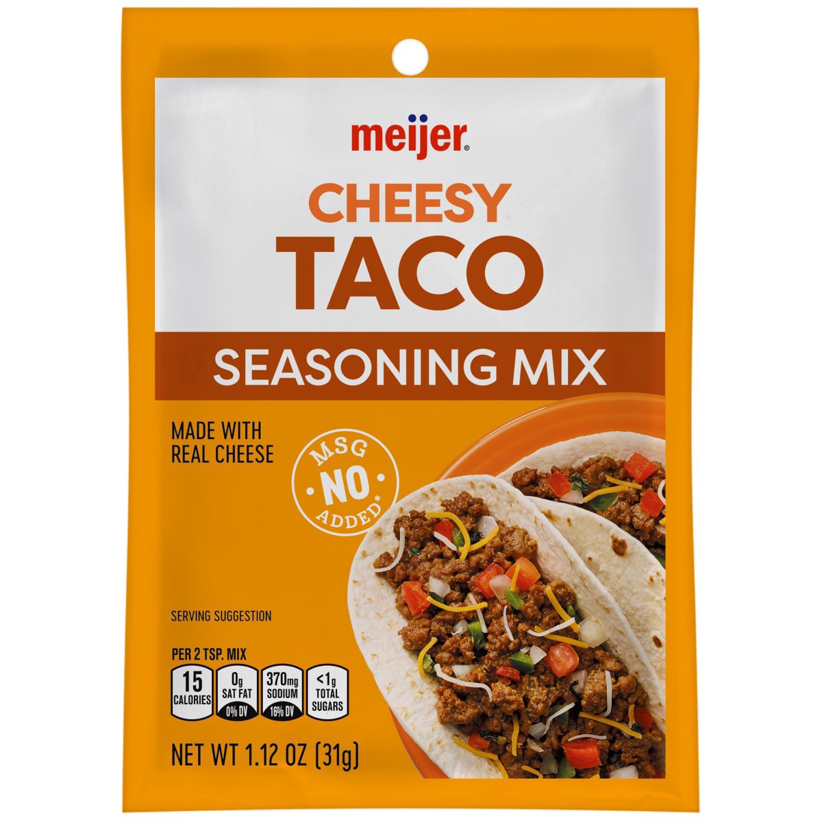 slide 1 of 5, Meijer Cheesy Taco Seasoning Mix, 1.12 oz