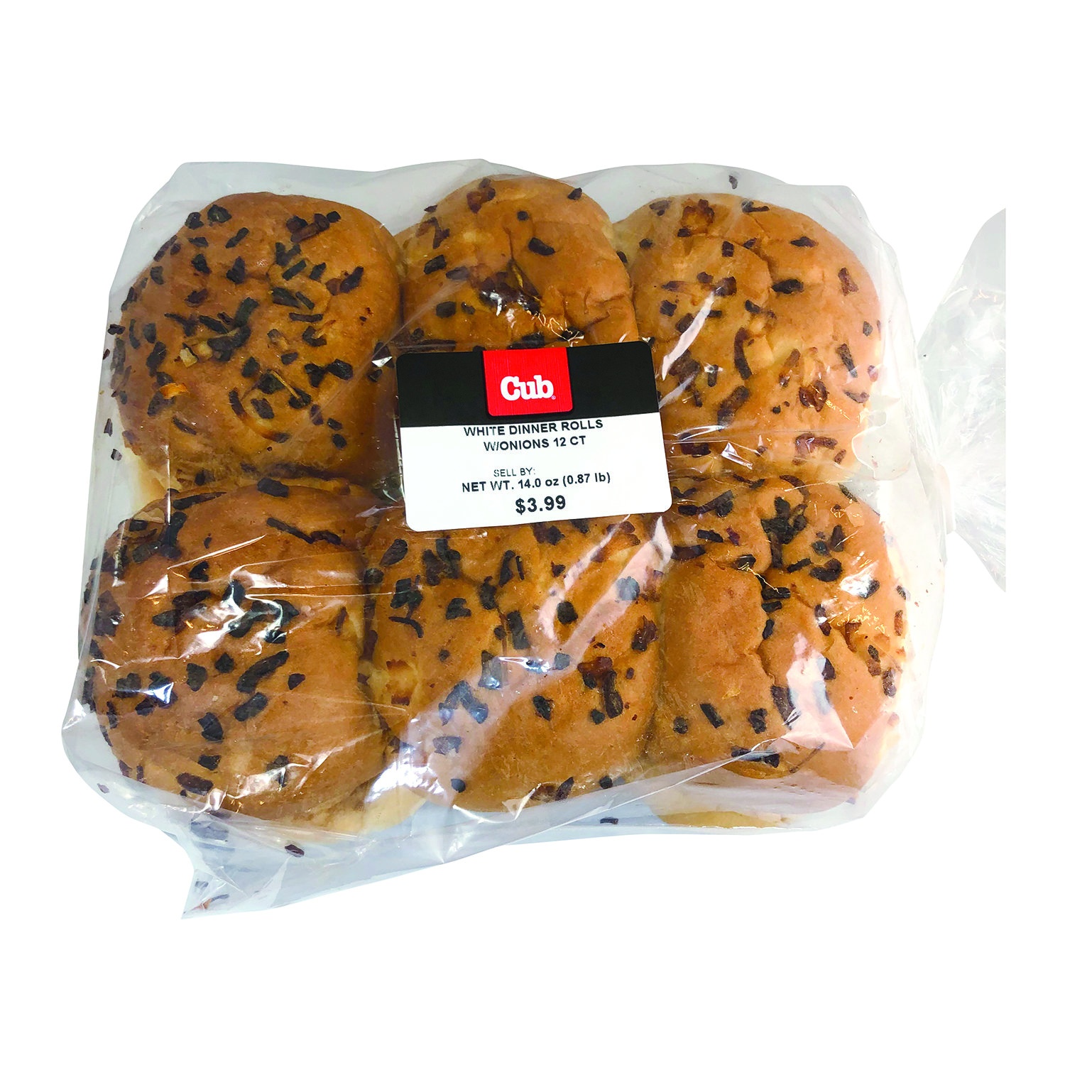 slide 1 of 1, Cub Onion Topped White Hamburger Buns, 12 Each, 12 ct