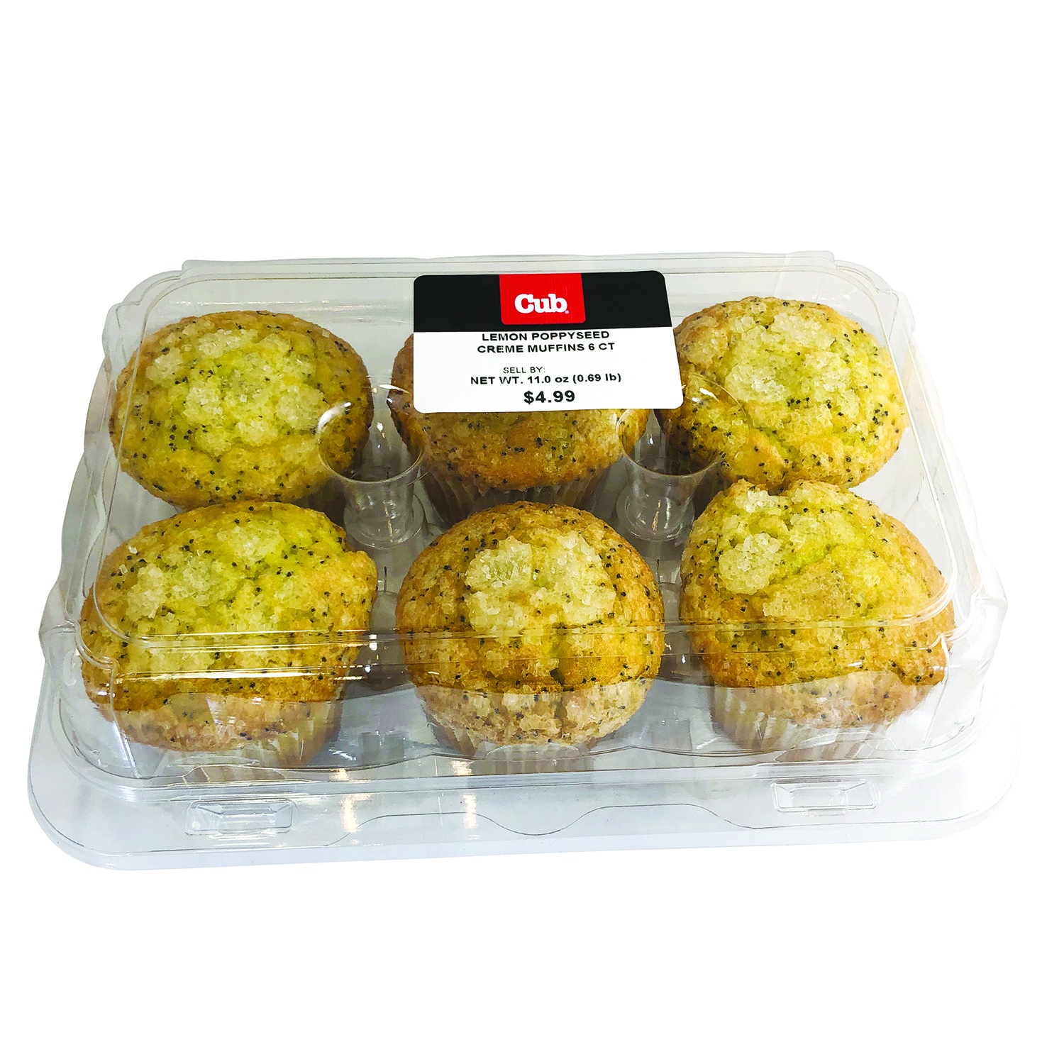 slide 1 of 1, Cub Lemon Poppy Seed Crème Muffins, 6 Each, 6 ct