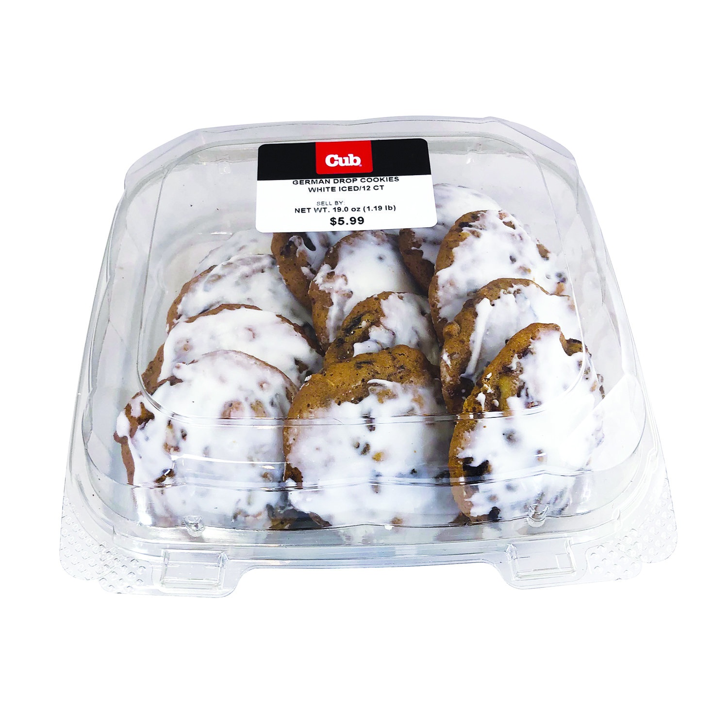 slide 1 of 1, Cub White Iced German Drop Cookies, 12 Each, 12 ct