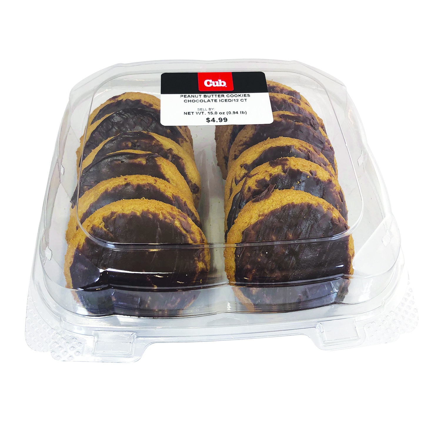 slide 1 of 1, Cub Chocolate Iced Peanut Butter Cookies, 12 Each, 12 ct
