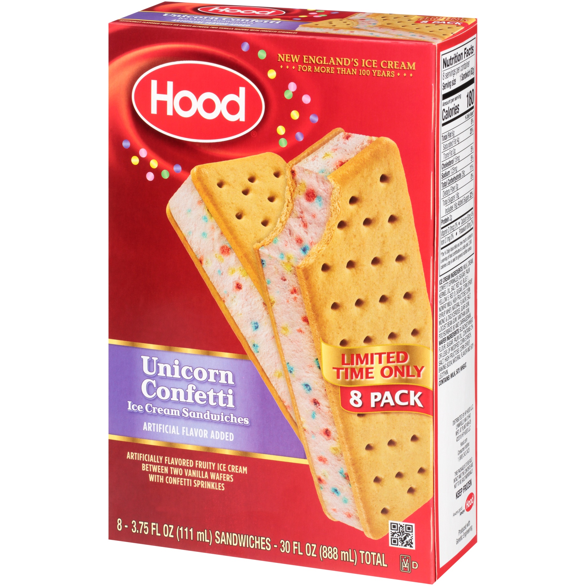 slide 3 of 7, Hood Limited Edition Unicorn Confetti Ice Cream Sandwich, 3.75 oz