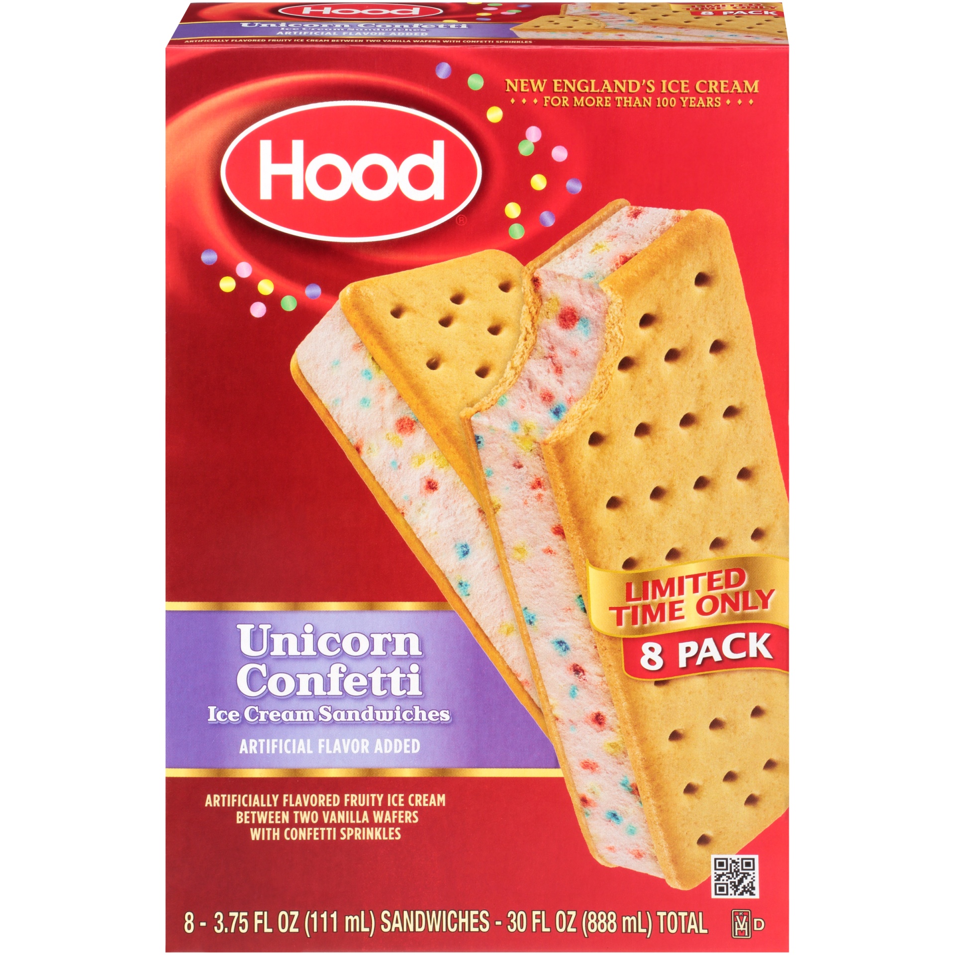 slide 1 of 7, Hood Limited Edition Unicorn Confetti Ice Cream Sandwich, 3.75 oz