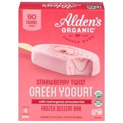 Alden's Organic Greek Yogurt Strawberry Twist Dessert Bar 4 - 2.5 fl oz Bars