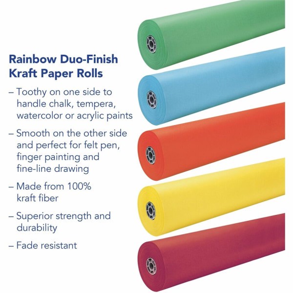 slide 3 of 4, Rainbow Rainbow Colored Kraft Duo-Finish Paper, Canary, 36" x 1000', 1 Roll, Canary, 36" x 1000', 1 Roll, 35 lb