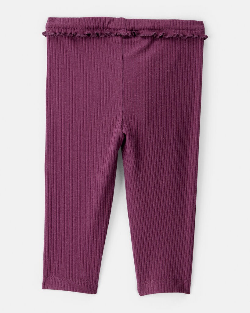 slide 3 of 4, Carter's Carters Baby Girl 2-Pack Ruffle Waist Rib Pants - Purple Blush/Purple PRE, 1 ct