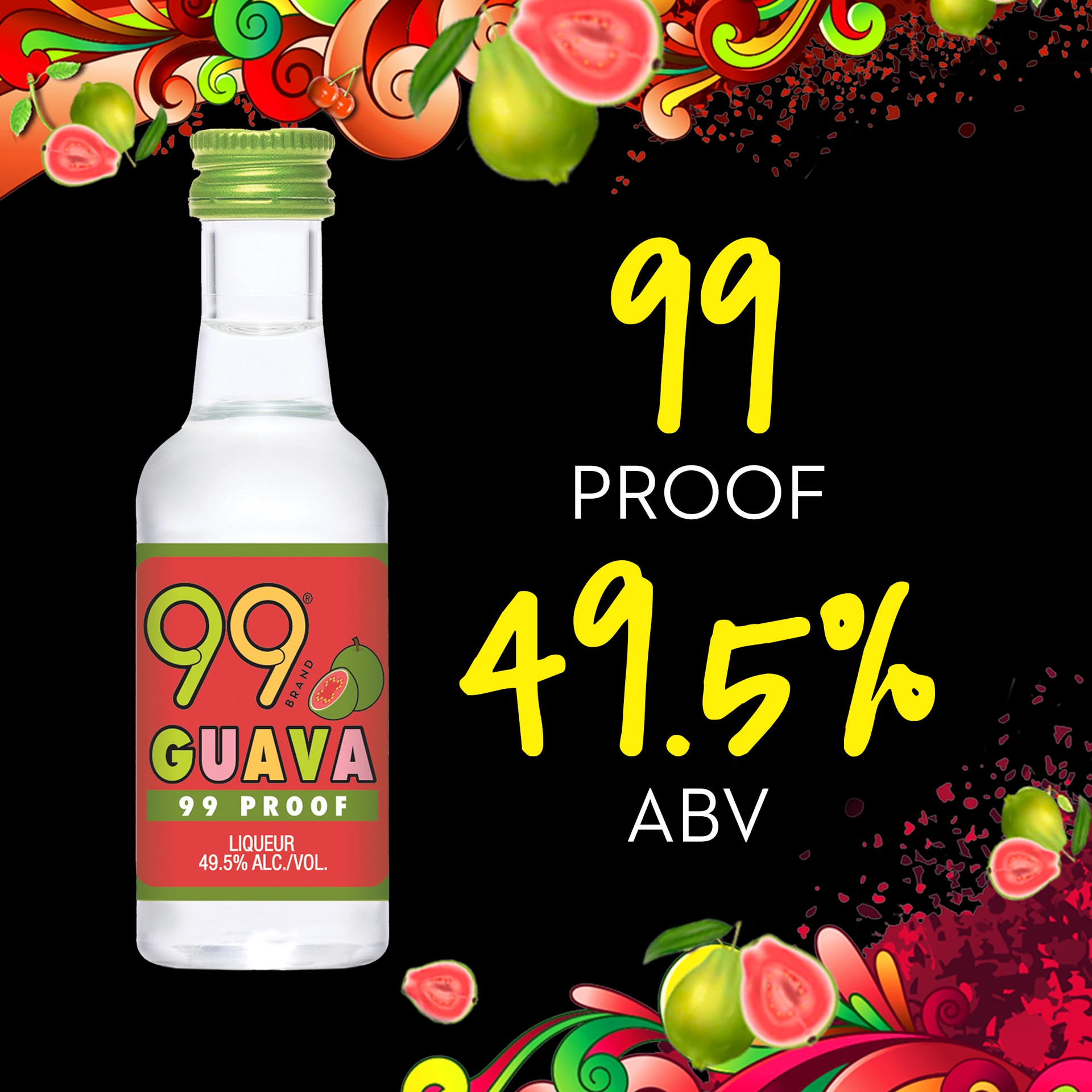 slide 5 of 5, 99 Brand Guava Liqueur, 50 mL Bottle, 99 Proof, 50 ml
