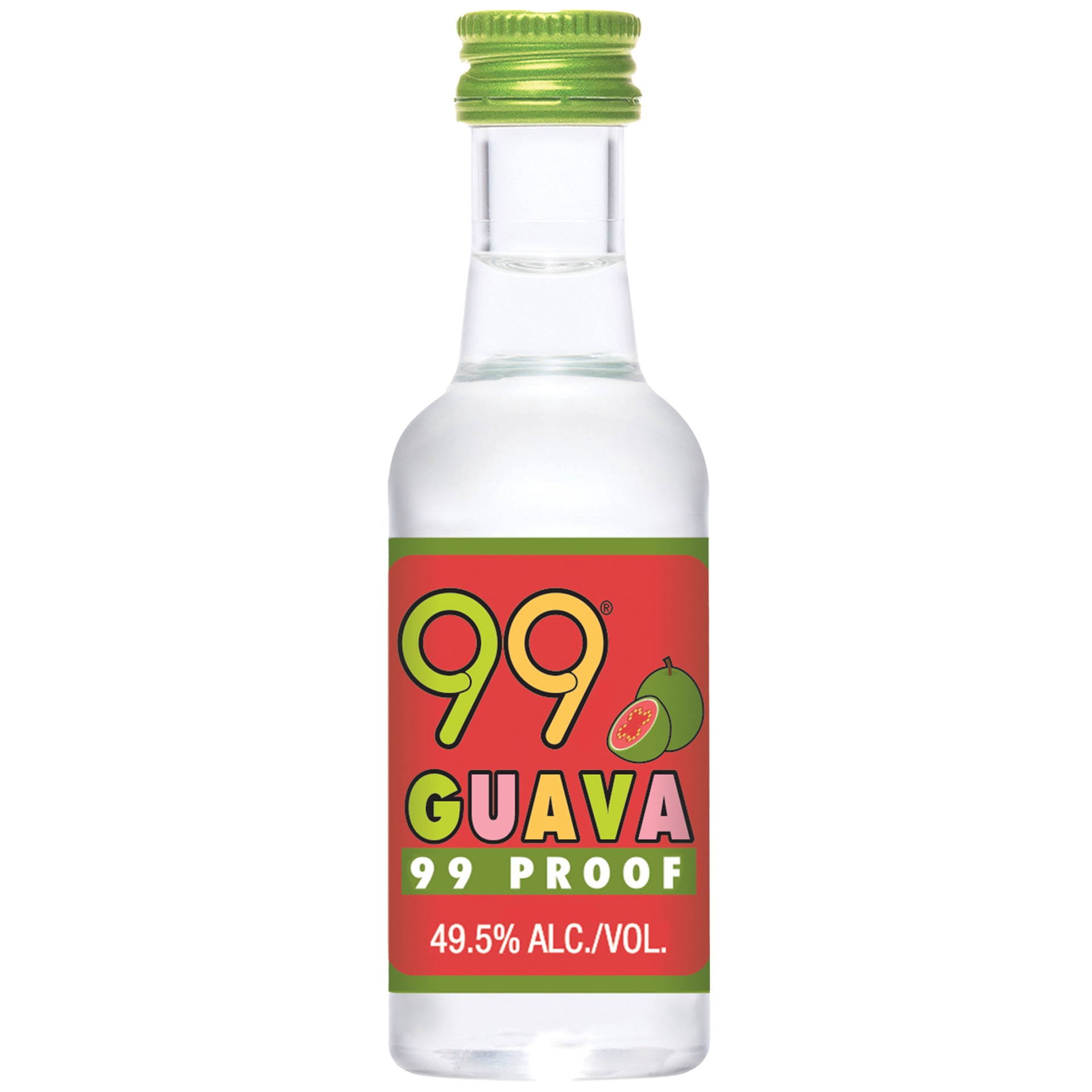 slide 1 of 5, 99 Brand Guava Liqueur, 50 mL Bottle, 99 Proof, 50 ml