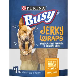 Purina Busy Bone Jerky Wraps Grain Free Small/Medium Breed Beefhide and Chicken Jerky Dog Treats