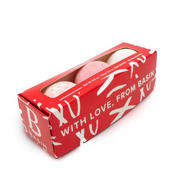 slide 1 of 1, Basin Valentine Bath Bomb Trio, 3-3.2 Oz Bombs, 9.6 oz