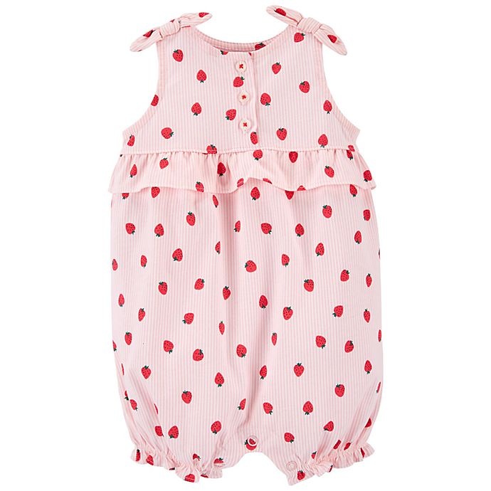 slide 1 of 1, Carter's Strawberry Polka Dot Romper - Pink, 1 ct; 12 M