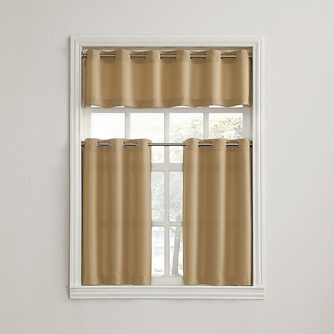 slide 3 of 4, No. 918 No.918 Montego Casual Textured Rod Pocket Kitchen Curtain Valance - Taupe, 14 in