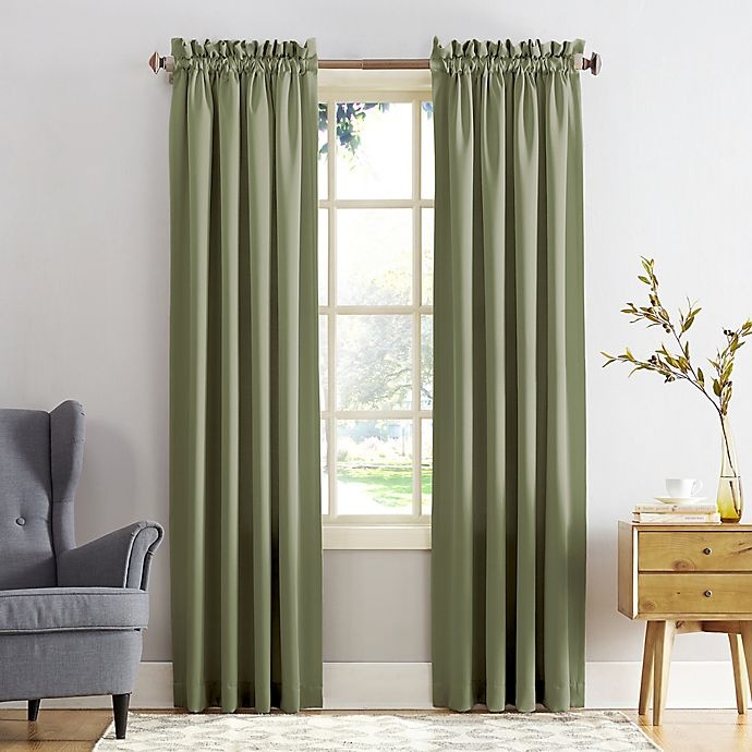 slide 1 of 6, Sun Zero Bella Curtain - Sage Green, 95 in