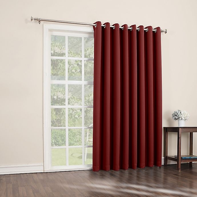 slide 1 of 1, Sun Zero Mariah Room-Darkening Extra-Wide Grommet Patio Door Panel - Red, 84 in