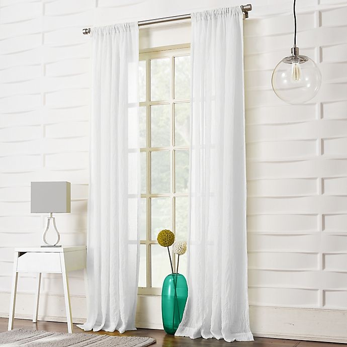 slide 2 of 4, No. 918 Lourdes Rod Pocket Semi-Sheer Window Curtain Panel - White, 63 in