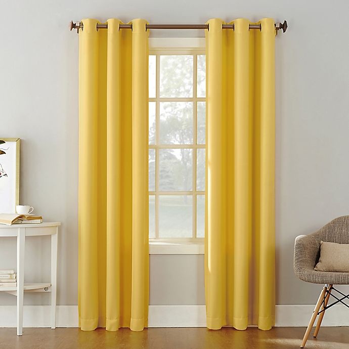 slide 1 of 4, No. 918 No.918 Montego Textured Grommet Semi Sheer Window Curtain Panel - Yellow, 63 in