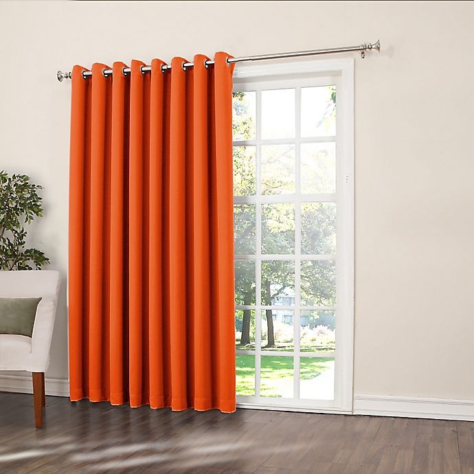 slide 1 of 1, Sun Zero Bella Room-Darkening Extra-Wide Grommet Patio Door Panel - Tangerine, 84 in