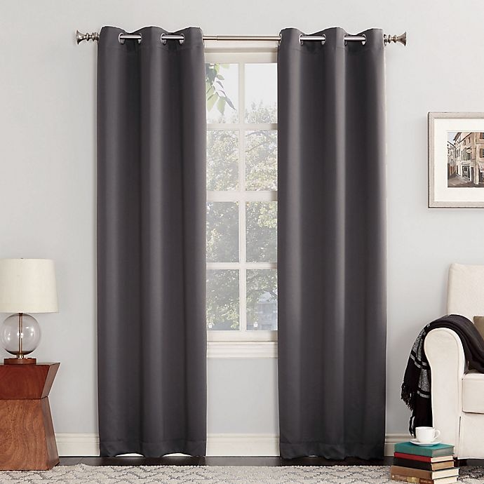 slide 1 of 4, Sun Zero Mariah Grommet Curtain - Charcoal, 95 in