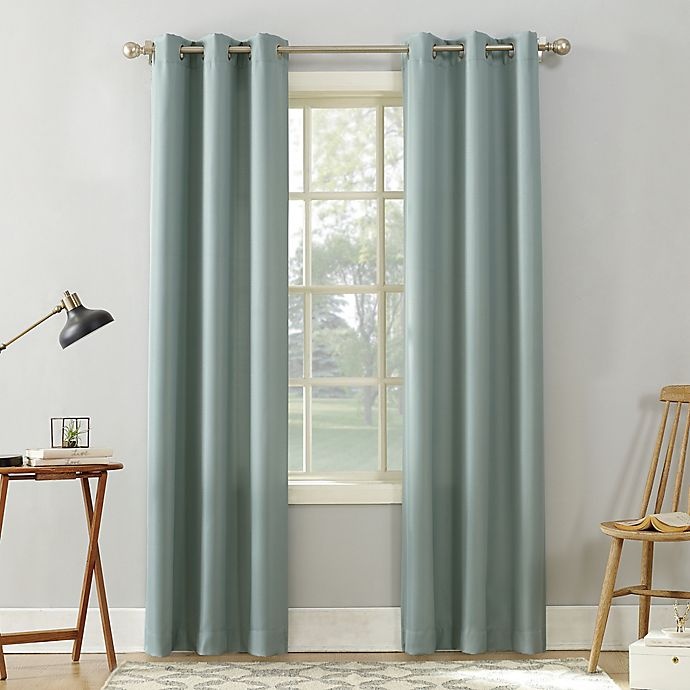 slide 1 of 4, No. 918 No.918 Sora Grommet Light Filtering Window Curtain Panel - Aqua, 95 in