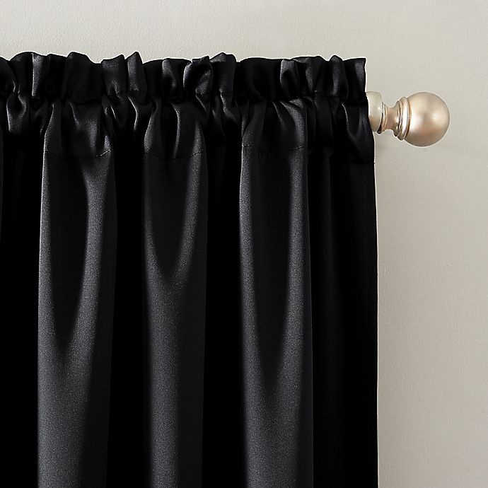 slide 5 of 9, Sun Zero Oslo Rod Pocket 100% Blackout Window Curtain Panel - Black, 63 in