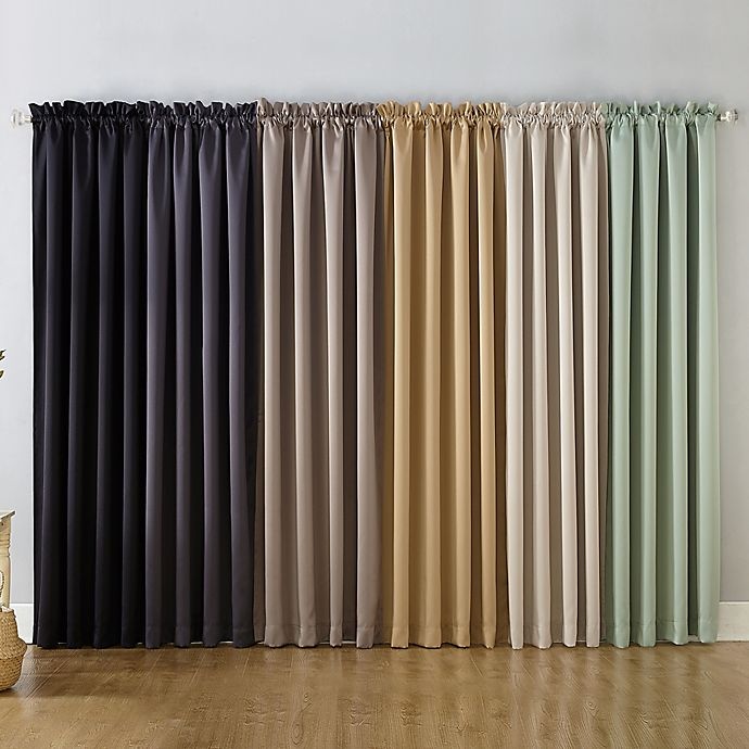 slide 8 of 9, Sun Zero Oslo Rod Pocket 100% Blackout Window Curtain Panel - Black, 63 in