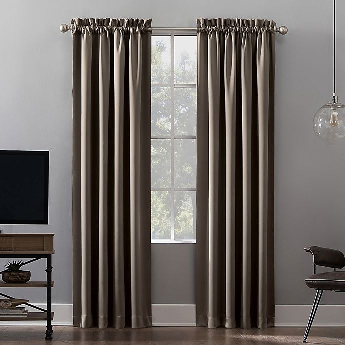 slide 1 of 9, Sun Zero Oslo Rod Pocket 100% Blackout Window Curtain Panel - Taupe, 63 in