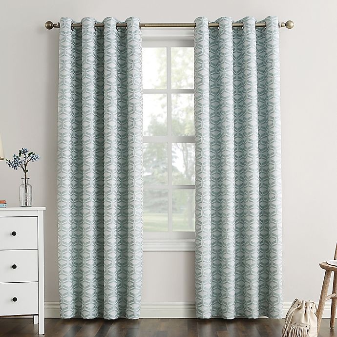 slide 1 of 4, Sun Zero Raleigh Grommet 100% Blackout Window Curtain Panel - Aqua, 95 in