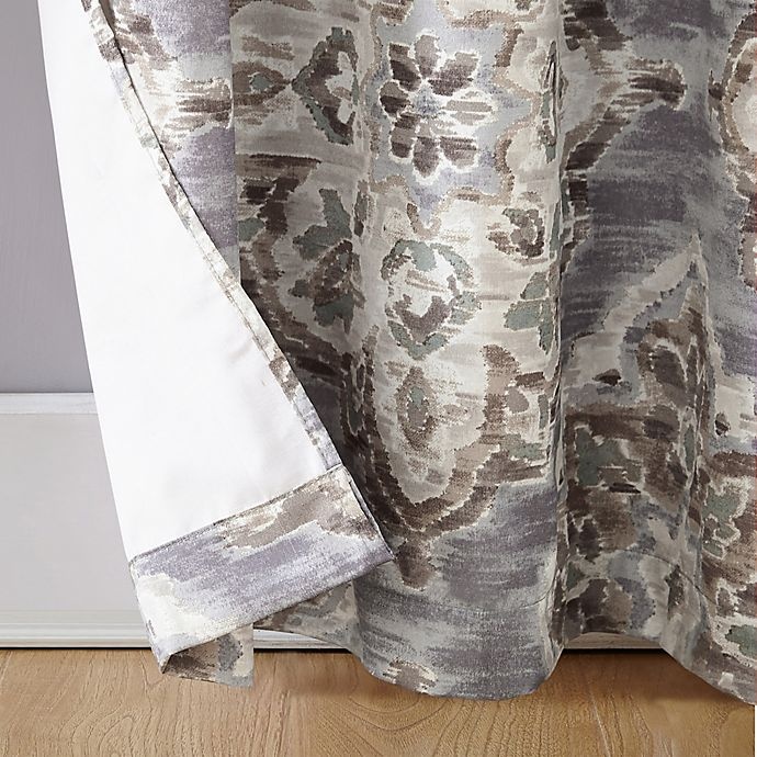 slide 3 of 4, Sun Zero Regina Floral Watercolor Room Darkening Grommet Curtain PanelÂ - Gray, 63 in