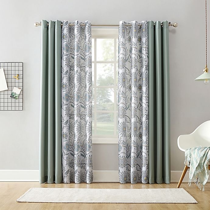 slide 5 of 5, No. 918 Yuto Medallion Floral Semi-Sheer Grommet Window Curtain Panel - White, 95 in