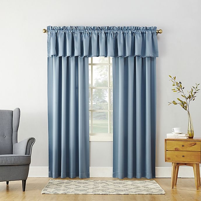 slide 4 of 5, Sun Zero Bella Curtain - Vintage Blue, 95 in