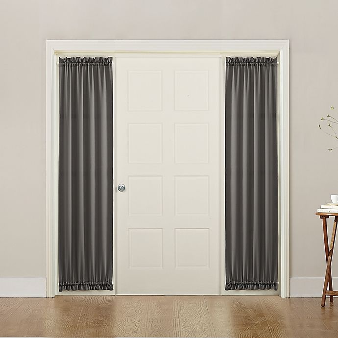 slide 2 of 3, Sun Zero Bella Rod Pocket Room Darkening Sidelight Door Panel - Steel, 72 in