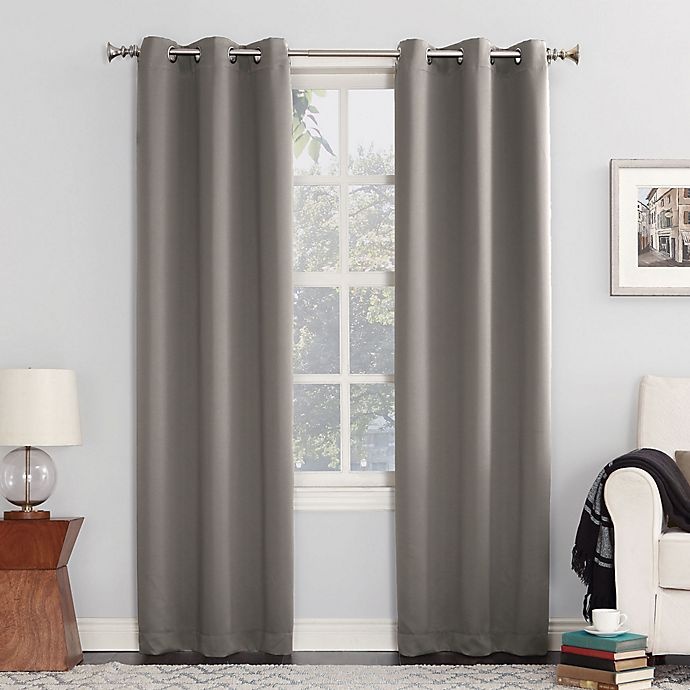 slide 1 of 5, Sun Zero Mariah Grommet Curtain - Gray, 63 in