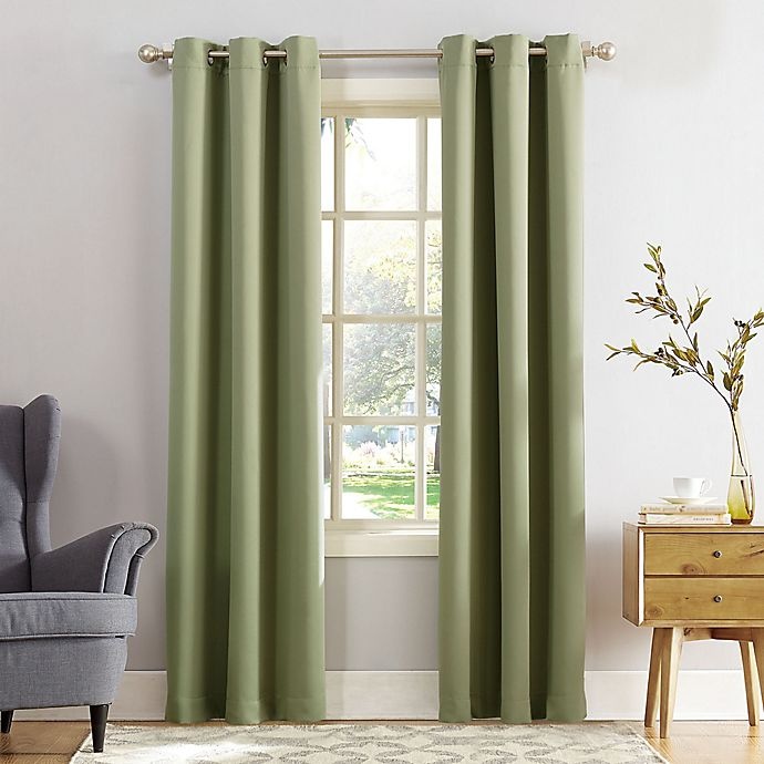 slide 1 of 5, Sun Zero Mariah Grommet Curtain - Sage Green, 95 in