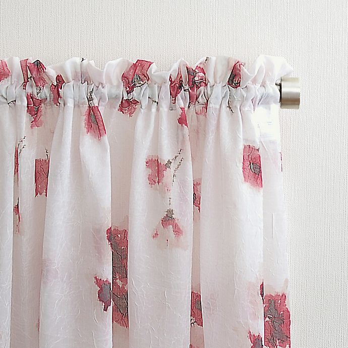 slide 2 of 4, No. 918 No.918 Keiko Crushed Floral Rod Pocket Sheer Window Curtain Panel - Coral, 95 in